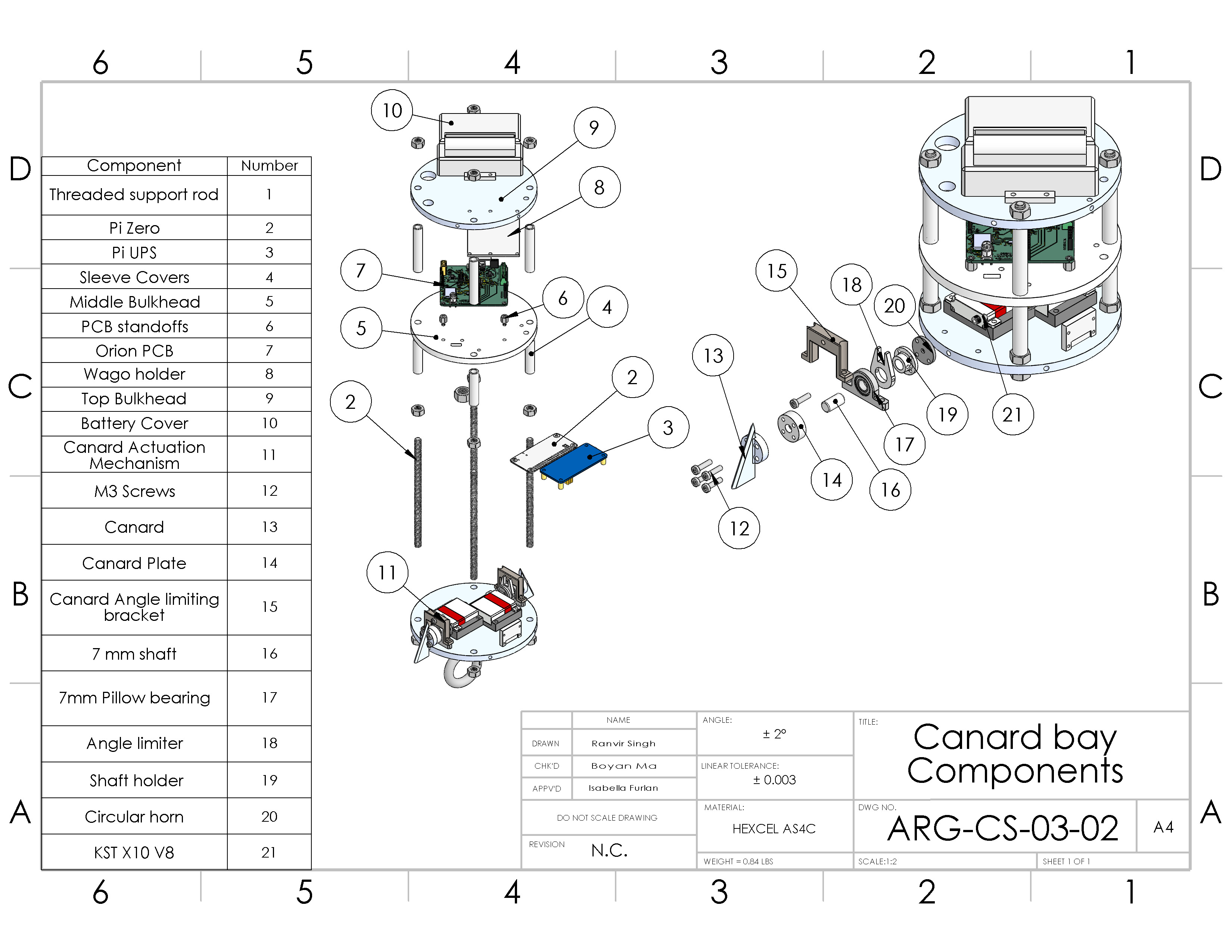 SolidWorks CAD model of canard bay